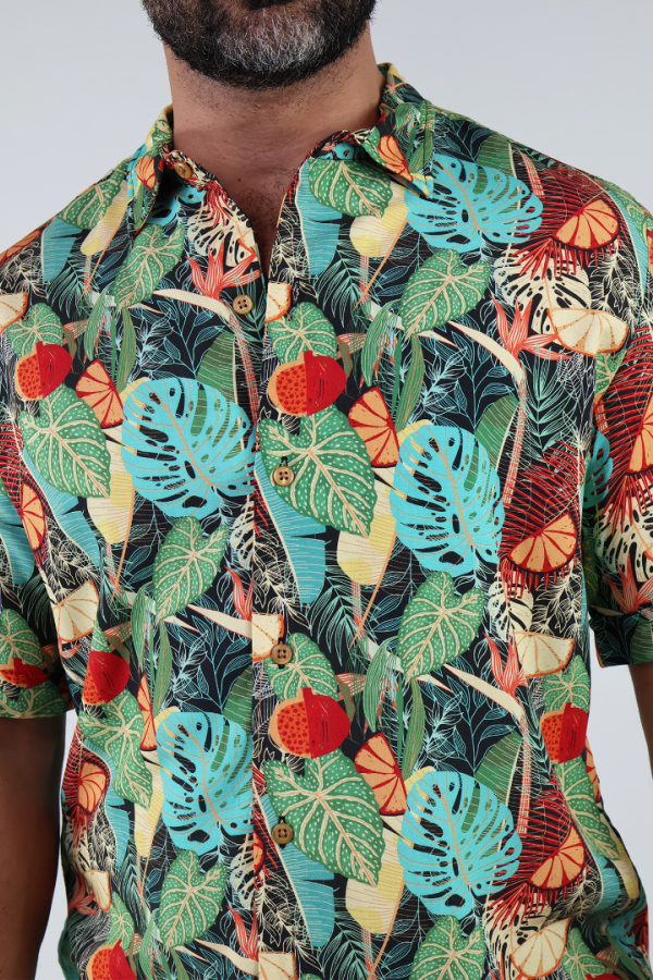 Camisa hawaiana de manga corta para hombre estampado Tropical Para Hombre